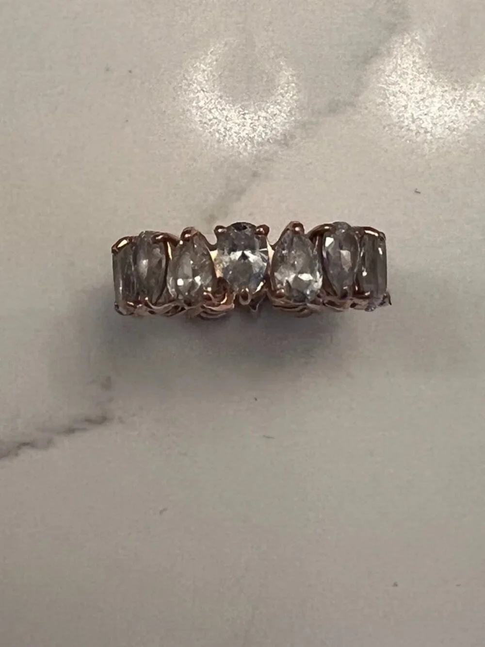 Pandora Alternating Sparkling Band Ring - Rose Gold